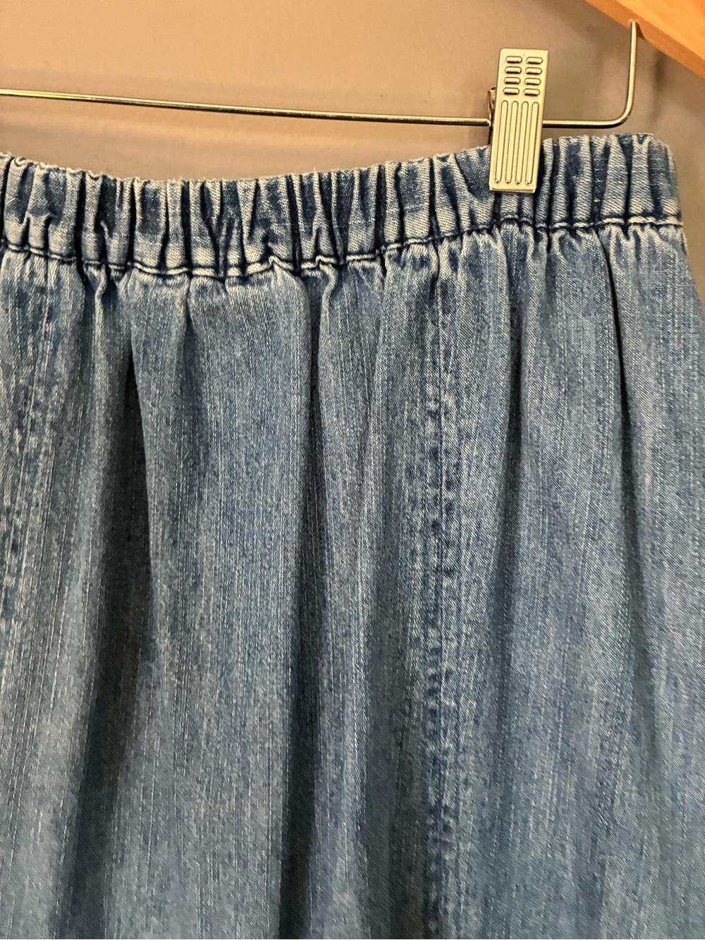 Vintage Coastal Grandma Denim Maxi Skirt A-Line | Elastic Preppy Cottage S 4/6 - Picture 7 of 11